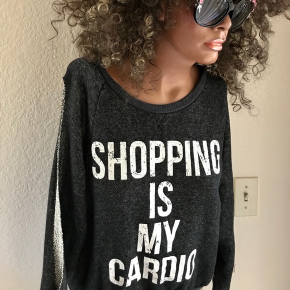SHOPPING is my CARDIO Split SLEEVE SWEATSHIRT M - Picture 5 of 16